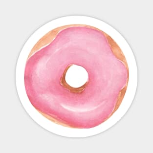 Pink donut watercolor painting Magnet